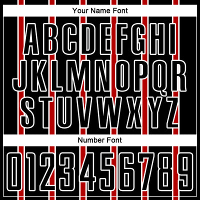 Custom Black Red-White Stripe Line Sublimation Soccer Uniform Jersey