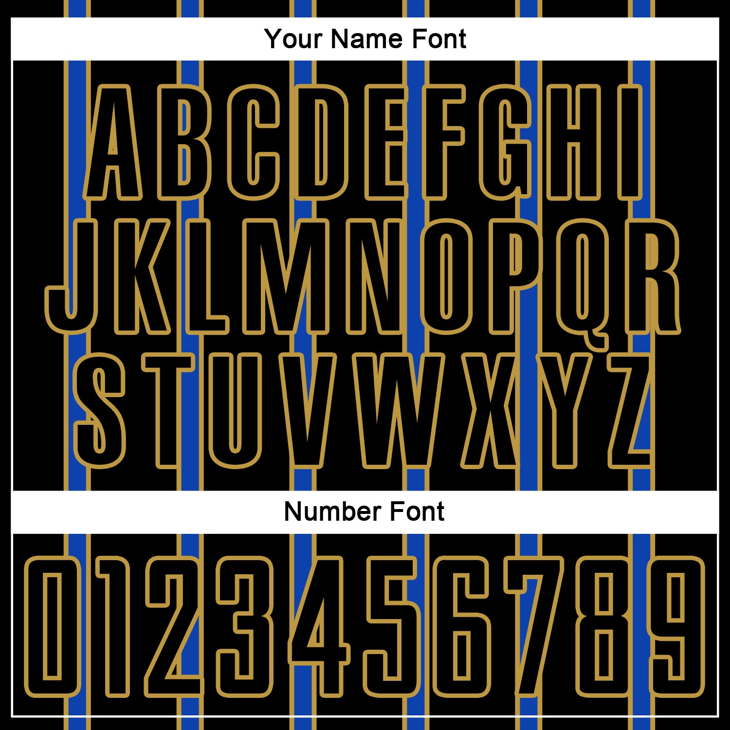 Custom Black Thunder Blue-Old Gold Stripe Line Sublimation Soccer Uniform Jersey