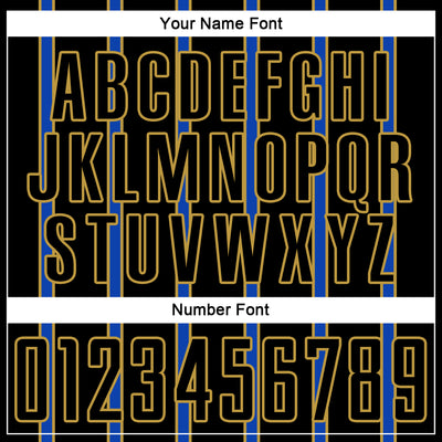 Custom Black Thunder Blue-Old Gold Stripe Line Sublimation Soccer Uniform Jersey