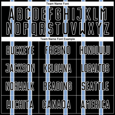 Custom Black Light Blue-White Stripe Line Sublimation Soccer Uniform Jersey