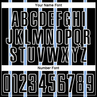 Custom Black Light Blue-White Stripe Line Sublimation Soccer Uniform Jersey