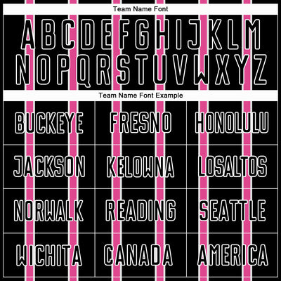 Custom Black Pink-White Stripe Line Sublimation Soccer Uniform Jersey