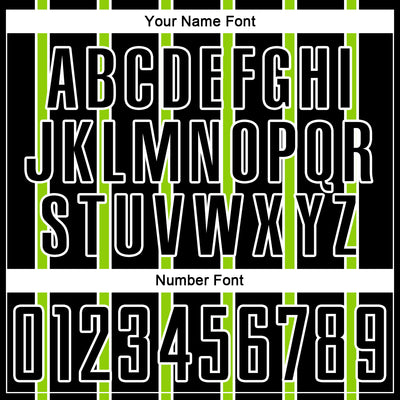Custom Black Neon Green-White Stripe Line Sublimation Soccer Uniform Jersey