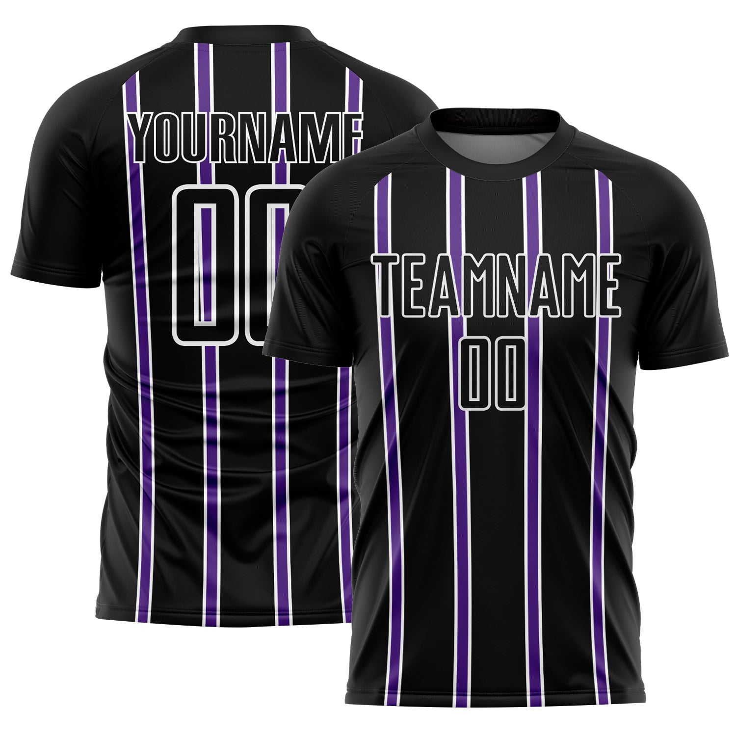 Custom Black Purple-White Stripe Line Sublimation Soccer Uniform Jersey