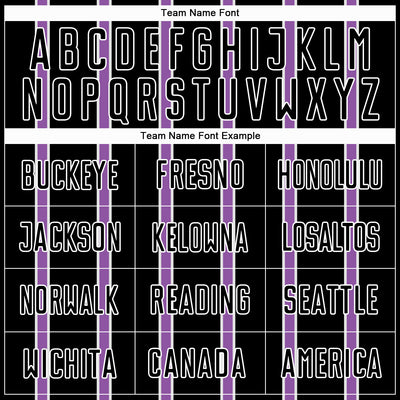 Custom Black Medium Purple-White Stripe Line Sublimation Soccer Uniform Jersey