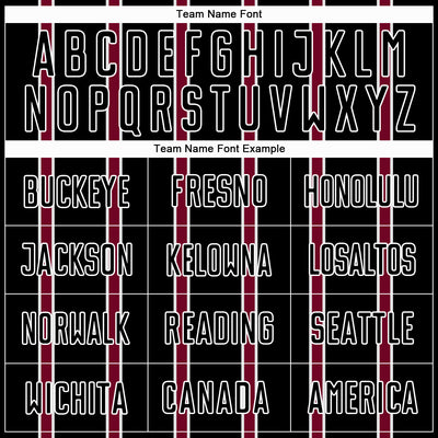 Custom Black Maroon-White Stripe Line Sublimation Soccer Uniform Jersey