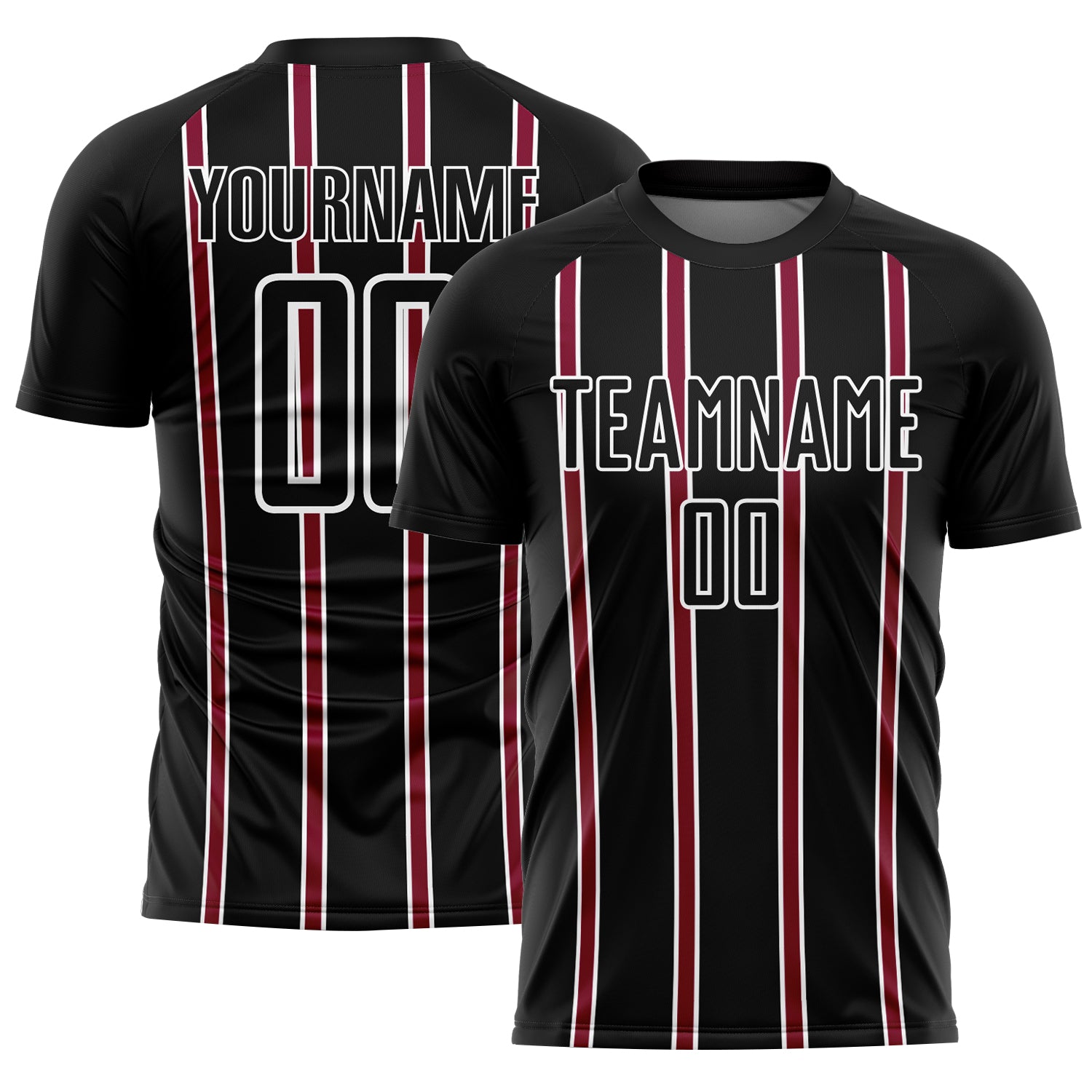 Custom Black Maroon-White Stripe Line Sublimation Soccer Uniform Jersey