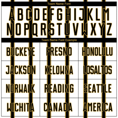 Custom White Black-Old Gold Stripe Line Sublimation Soccer Uniform Jersey