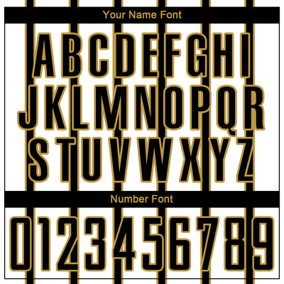 Custom White Black-Old Gold Stripe Line Sublimation Soccer Uniform Jersey