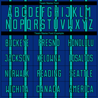 Custom Royal Aqua-Black Stripe Line Sublimation Soccer Uniform Jersey