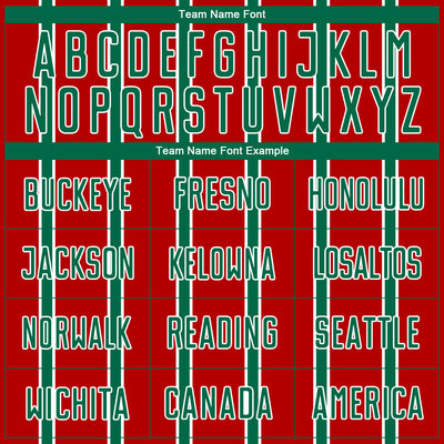 Custom Red Kelly Green-White Stripe Line Sublimation Soccer Uniform Jersey