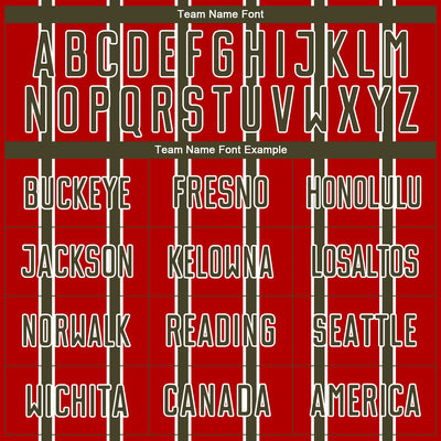 Custom Red Olive-White Stripe Line Sublimation Soccer Uniform Jersey