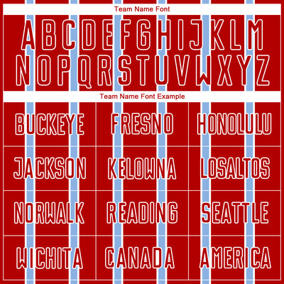 Custom Red Light Blue-White Stripe Line Sublimation Soccer Uniform Jersey