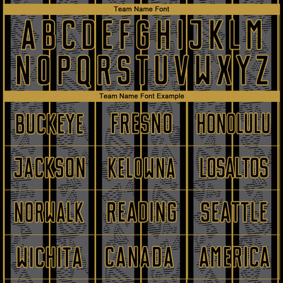 Custom Gray Black-Old Gold Stripe Line Sublimation Soccer Uniform Jersey