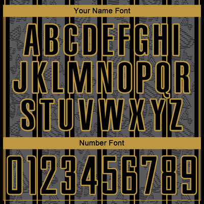 Custom Gray Black-Old Gold Stripe Line Sublimation Soccer Uniform Jersey