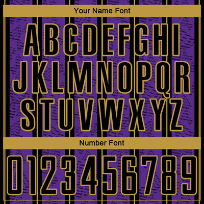 Custom Purple Black-Old Gold Stripe Line Sublimation Soccer Uniform Jersey