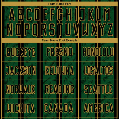 Custom Green Black-Old Gold Stripe Line Sublimation Soccer Uniform Jersey