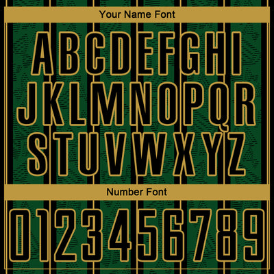 Custom Green Black-Old Gold Stripe Line Sublimation Soccer Uniform Jersey