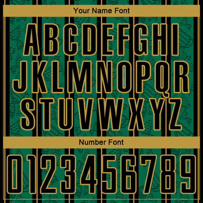 Custom Kelly Green Black-Old Gold Stripe Line Sublimation Soccer Uniform Jersey