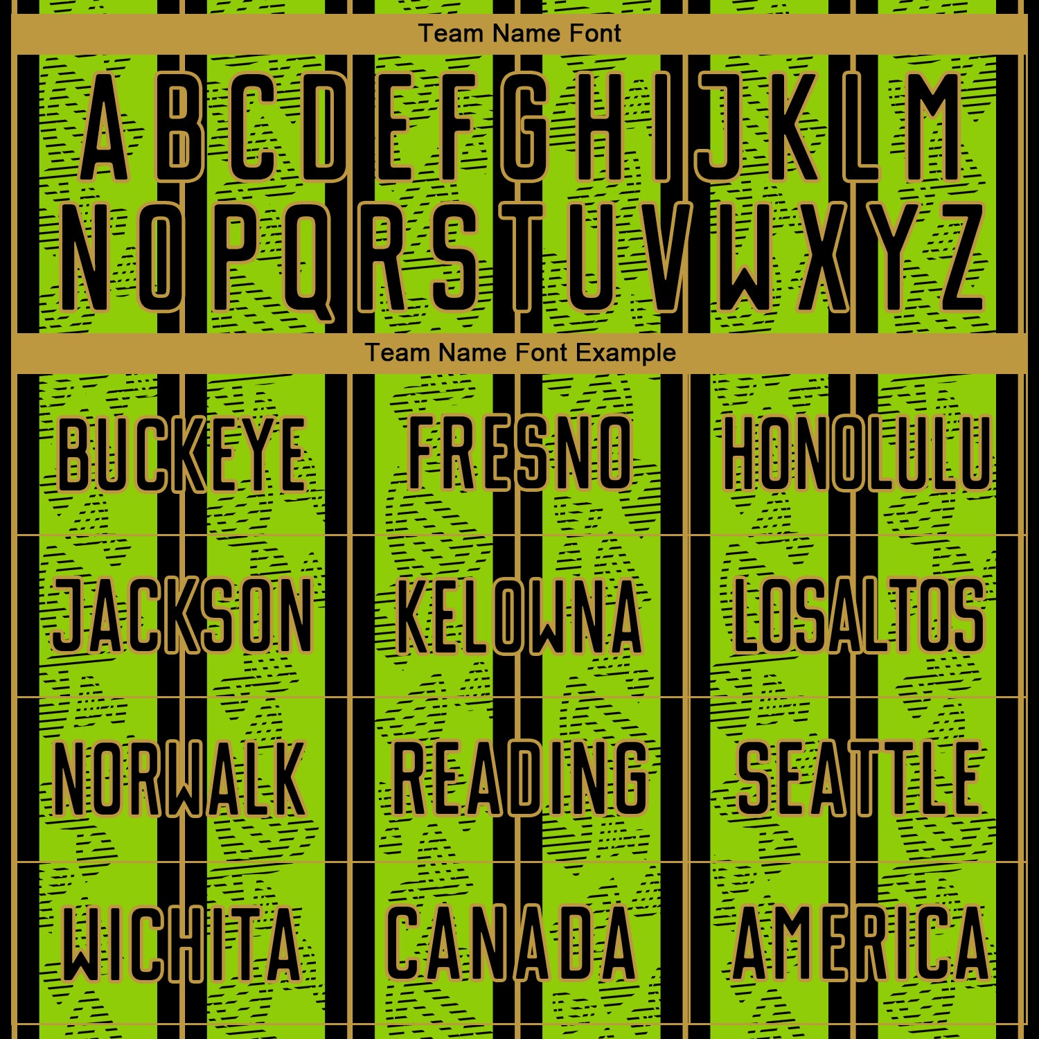 Custom Neon Green Black-Old Gold Stripe Line Sublimation Soccer Uniform Jersey