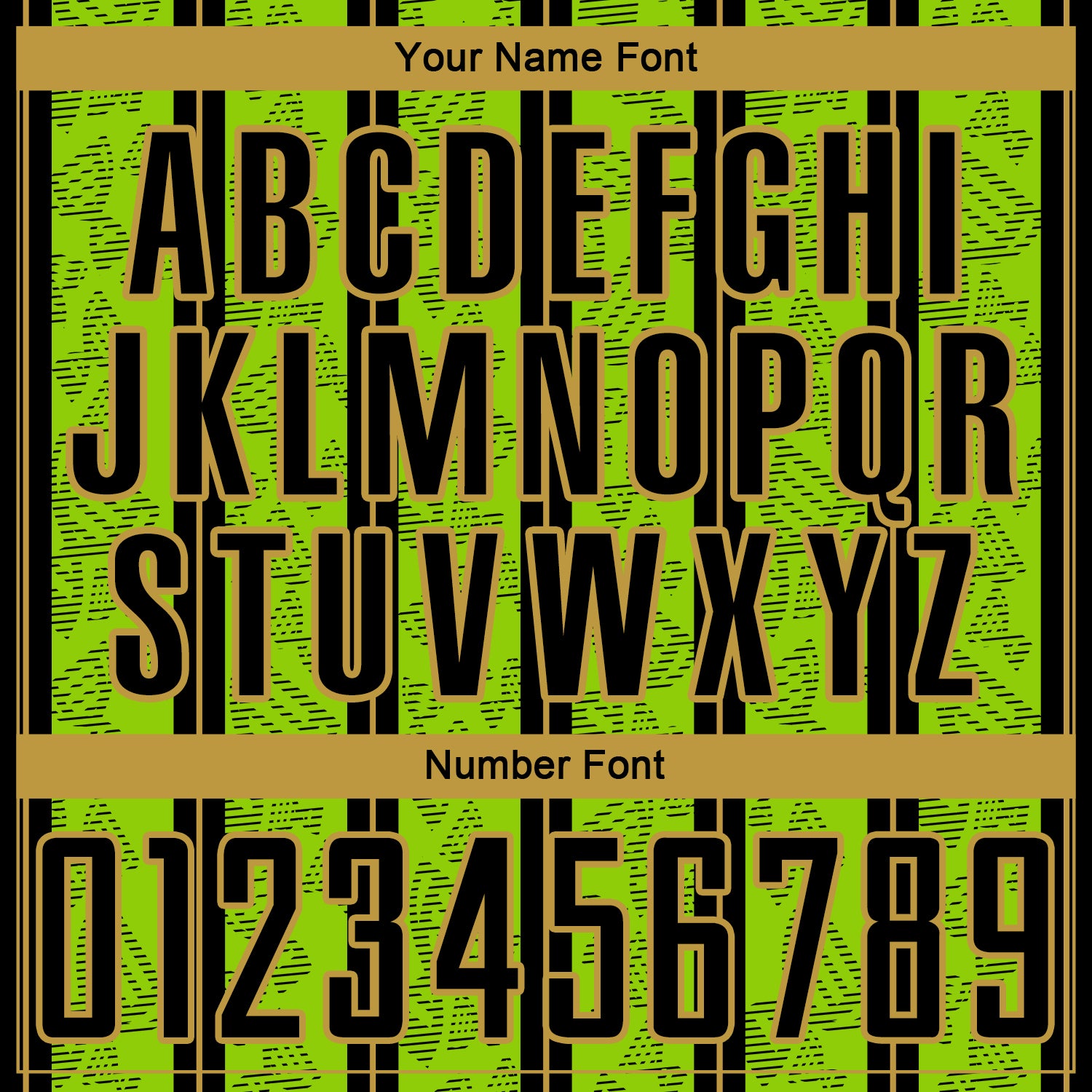 Custom Neon Green Black-Old Gold Stripe Line Sublimation Soccer Uniform Jersey