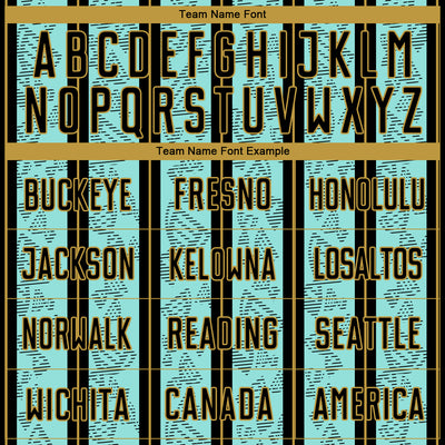 Custom Ice Blue Black-Old Gold Stripe Line Sublimation Soccer Uniform Jersey