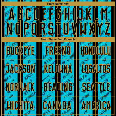 Custom Lakes Blue Black-Old Gold Stripe Line Sublimation Soccer Uniform Jersey