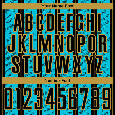 Custom Lakes Blue Black-Old Gold Stripe Line Sublimation Soccer Uniform Jersey