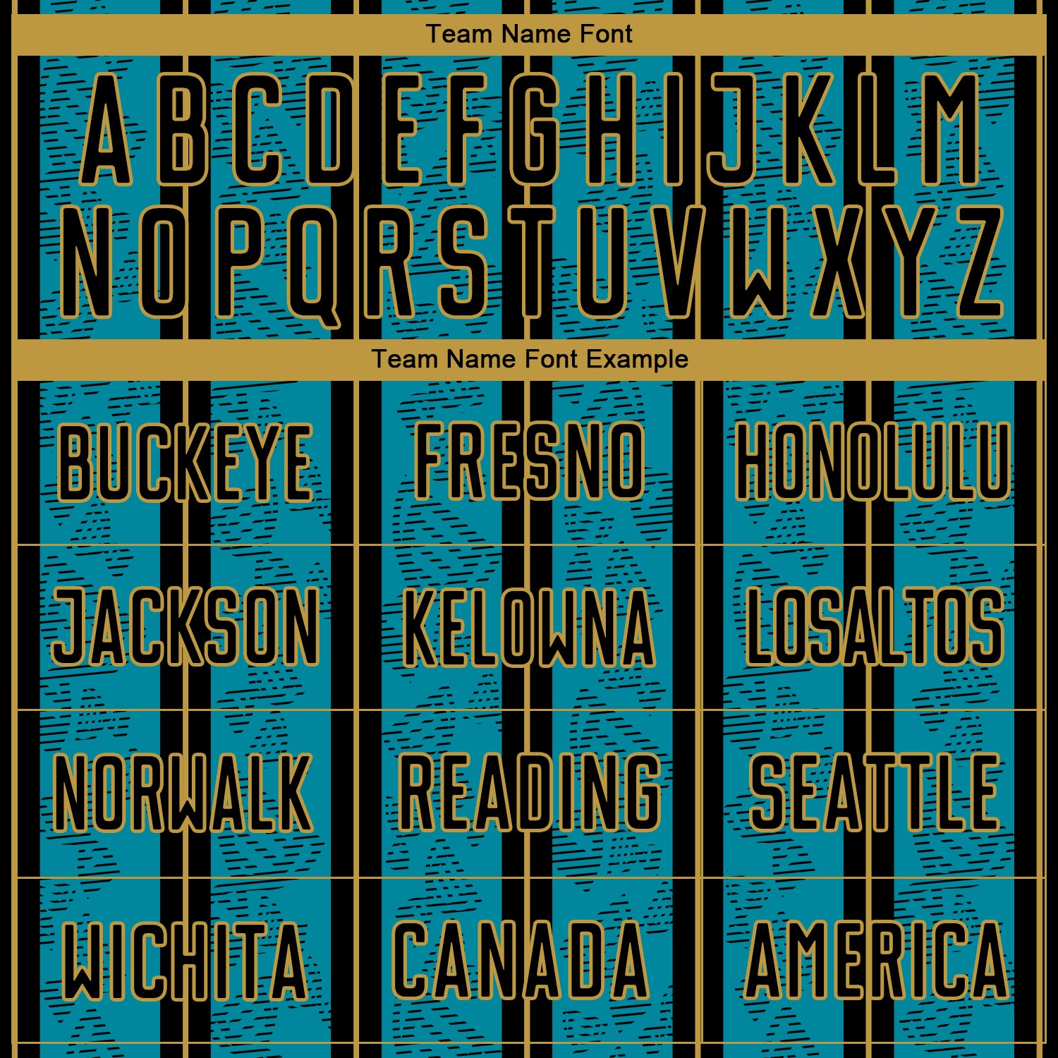 Custom Teal Black-Old Gold Stripe Line Sublimation Soccer Uniform Jersey