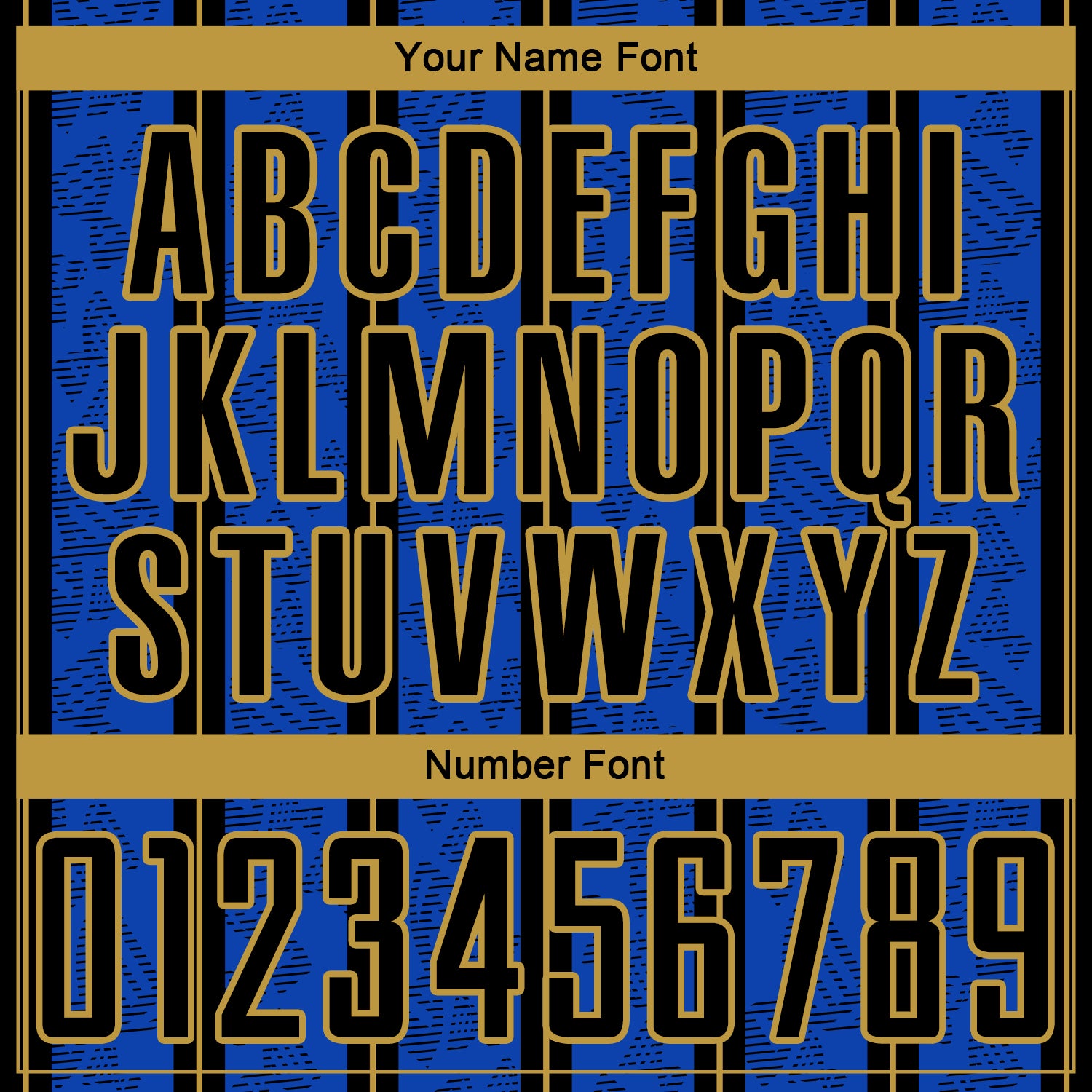 Custom Thunder Blue Black-Old Gold Stripe Line Sublimation Soccer Uniform Jersey