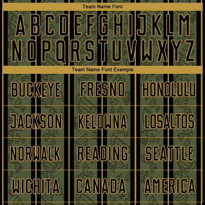 Custom Olive Black-Old Gold Stripe Line Sublimation Salute To Service Soccer Uniform Jersey