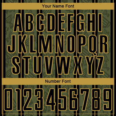 Custom Olive Black-Old Gold Stripe Line Sublimation Salute To Service Soccer Uniform Jersey