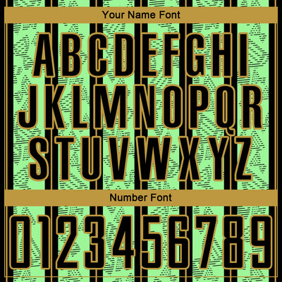 Custom Pea Green Black-Old Gold Stripe Line Sublimation Soccer Uniform Jersey