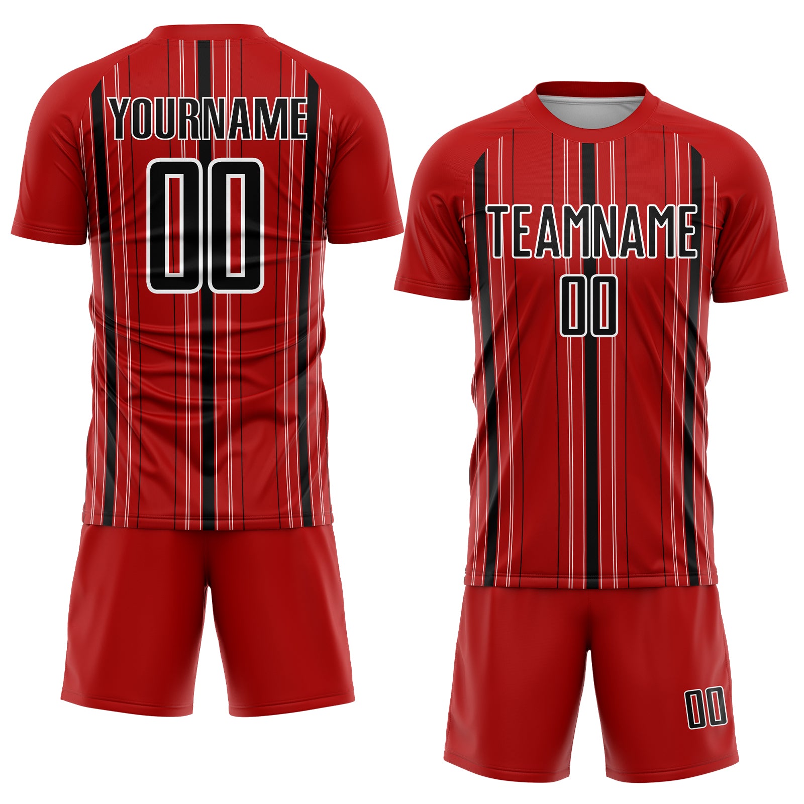Custom Red Black-White Stripe Sublimation Soccer Uniform Jersey