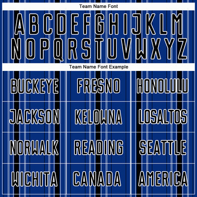 Custom Royal Black-White Stripe Sublimation Soccer Uniform Jersey