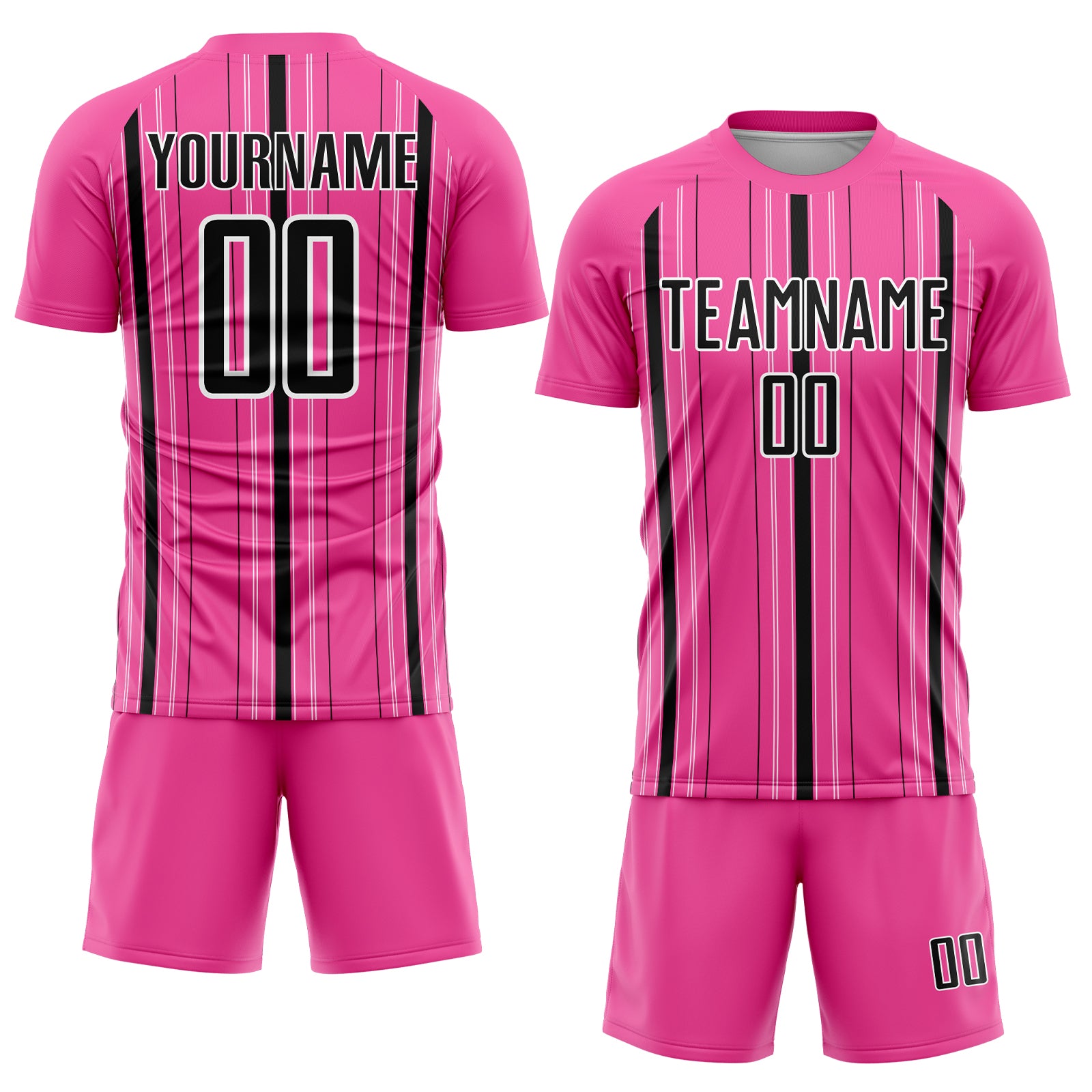 Custom Pink Black-White Stripe Sublimation Soccer Uniform Jersey