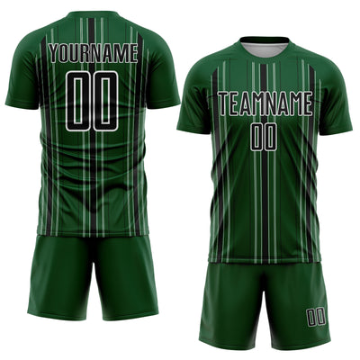 Custom Green Black-White Stripe Sublimation Soccer Uniform Jersey