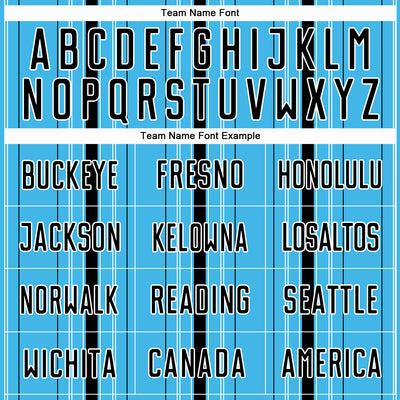 Custom Sky Blue Black-White Stripe Sublimation Soccer Uniform Jersey