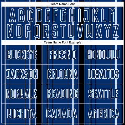 Custom Navy Black-White Stripe Sublimation Soccer Uniform Jersey