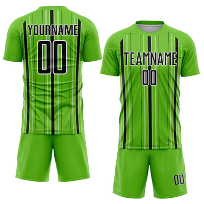 Custom Aurora Green Black-White Stripe Sublimation Soccer Uniform Jersey