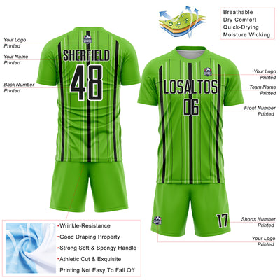 Custom Aurora Green Black-White Stripe Sublimation Soccer Uniform Jersey