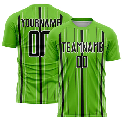 Custom Aurora Green Black-White Stripe Sublimation Soccer Uniform Jersey