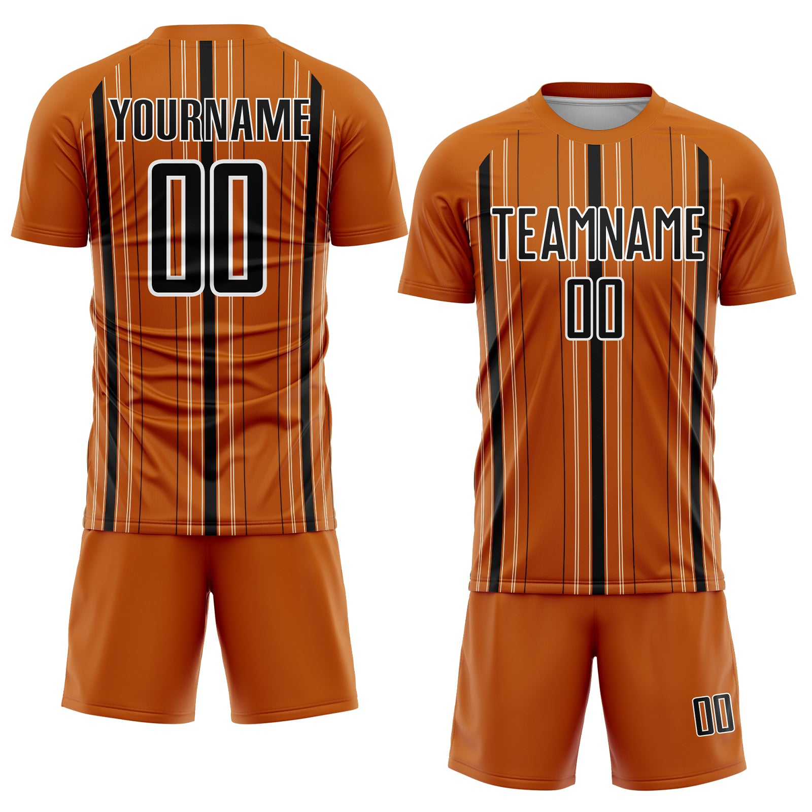 Custom Texas Orange Black-White Stripe Sublimation Soccer Uniform Jersey