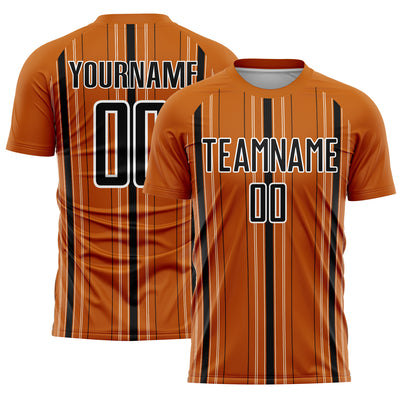 Custom Texas Orange Black-White Stripe Sublimation Soccer Uniform Jersey