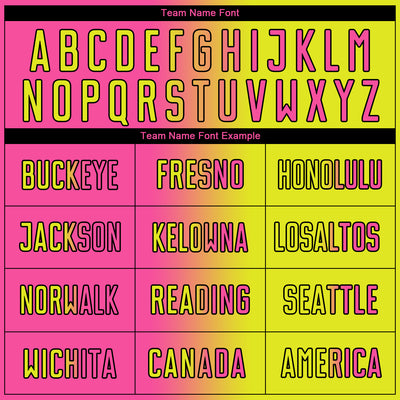 Custom Neon Yellow Pink-Black Sublimation Gradient Fashion Soccer Uniform Jersey