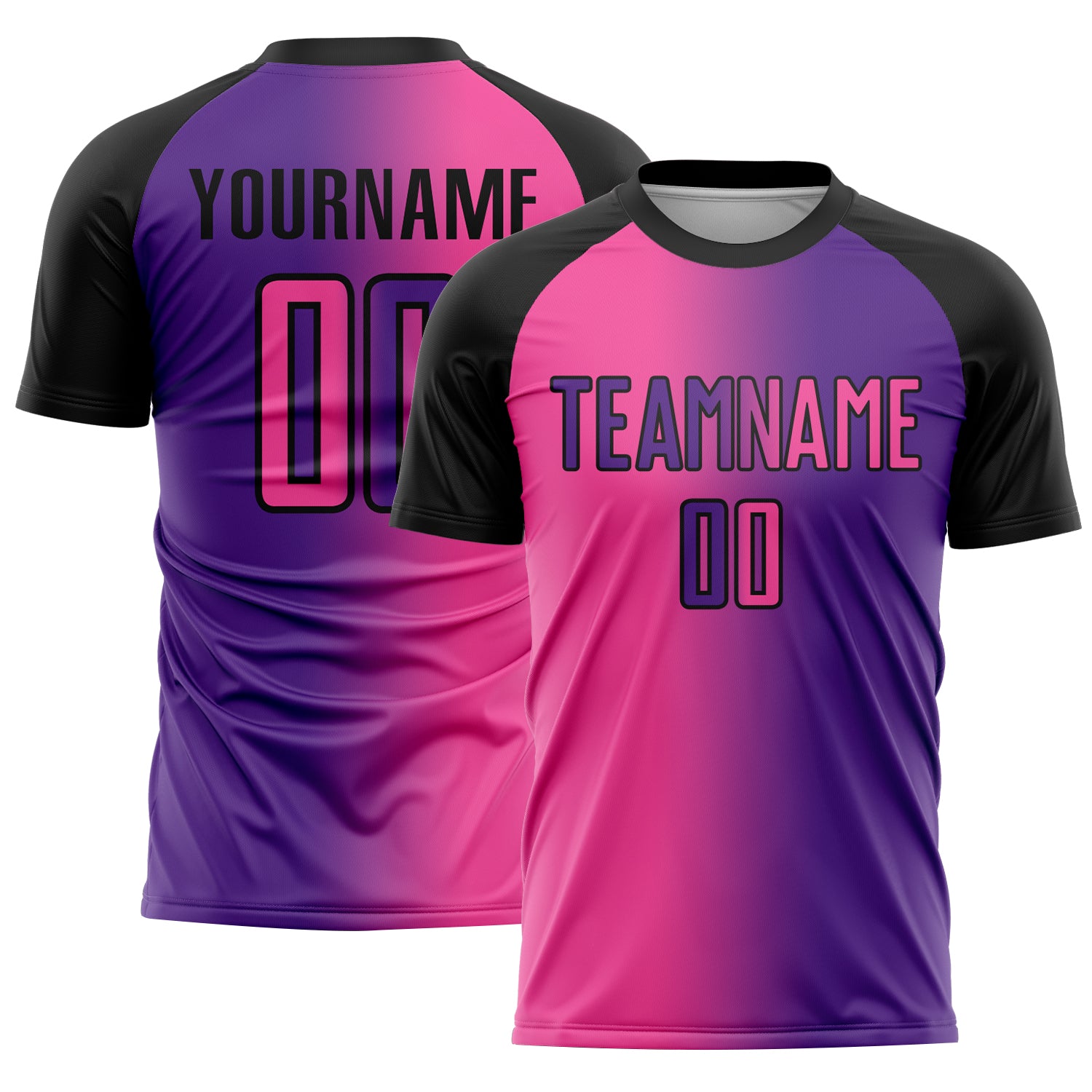 Custom Purple Pink-Black Sublimation Gradient Fashion Soccer Uniform Jersey