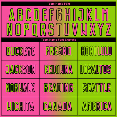 Custom Neon Green Pink-Black Sublimation Gradient Fashion Soccer Uniform Jersey