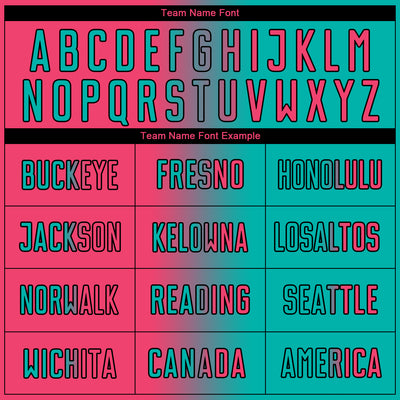 Custom Aqua Neon Pink-Black Sublimation Gradient Fashion Soccer Uniform Jersey