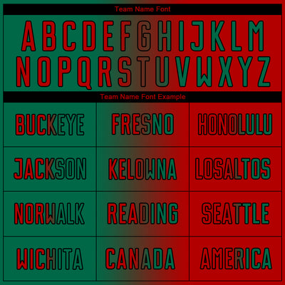 Custom Red Kelly Green-Black Sublimation Gradient Fashion Soccer Uniform Jersey