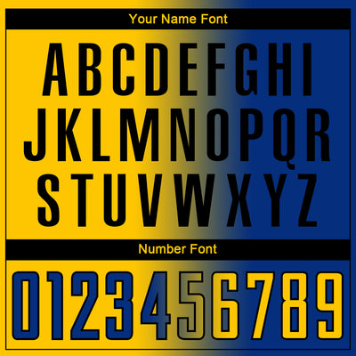 Custom Royal Yellow-Black Sublimation Gradient Fashion Soccer Uniform Jersey